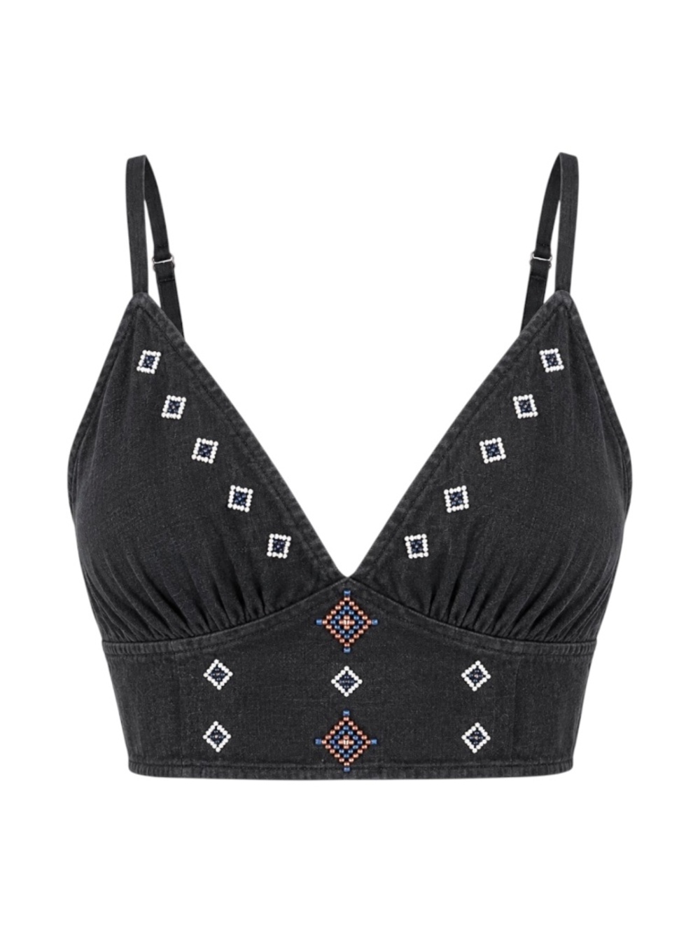 Shyanne Embroidered Corset Crop Top Black Size XS Western Boho